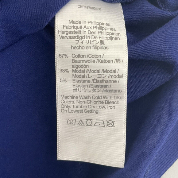 Madewell Short-Sleeve Mockneck Tee Size XL Bright Cobalt Blue Casual Work NS583 - Picture 7 of 8